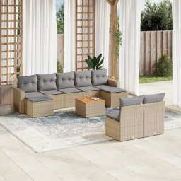 Gossi set canapele de gradina cu perne, 10 piese, bej, poliratan