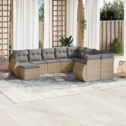 Gossi set canapele de gradina cu perne, 10 piese, bej, poliratan