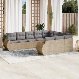 Gossi set canapele de gradina cu perne, 10 piese, bej, poliratan