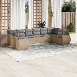 Gossi set canapele de gradina cu perne, 10 piese, bej, poliratan