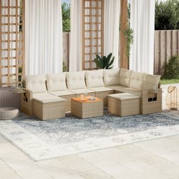 Gossi set canapele de gradina cu perne, 10 piese, bej, poliratan