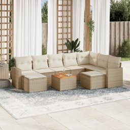 Gossi set canapele de gradina cu perne, 10 piese, bej, poliratan