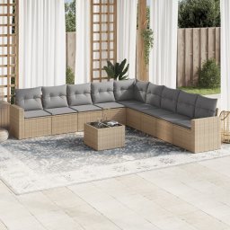 Gossi set canapele de gradina cu perne, 10 piese, bej, poliratan