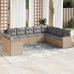 Gossi set canapele de gradina cu perne, 10 piese, bej, poliratan