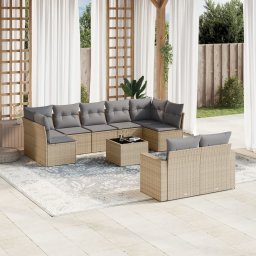 Gossi set canapele de gradina cu perne, 10 piese, bej, poliratan