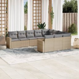 Gossi set canapele de gradina cu perne, 10 piese, bej, poliratan