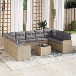 Gossi set canapele de gradina cu perne, 10 piese, bej, poliratan