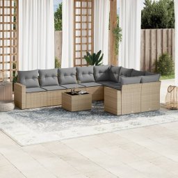 Gossi set canapele de gradina cu perne, 10 piese, bej, poliratan