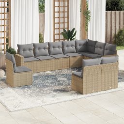 Gossi set canapele de gradina cu perne, 10 piese, bej, poliratan
