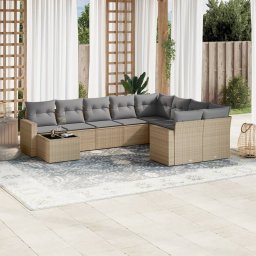 Gossi set canapele de gradina cu perne, 10 piese, bej, poliratan