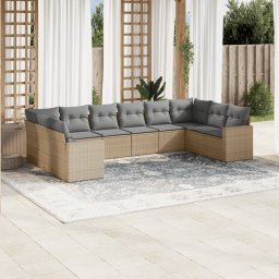Gossi set canapele de gradina cu perne, 10 piese, bej, poliratan