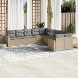 Gossi set canapele de gradina cu perne, 10 piese, bej, poliratan