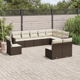 Gossi set canapele de gradina cu perne, 10 piese, maro, poliratan