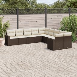 Gossi set canapele de gradina cu perne, 10 piese, maro, poliratan