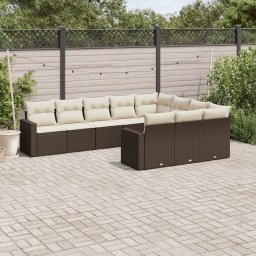 Gossi set canapele de gradina cu perne, 10 piese, maro, poliratan