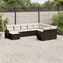 Gossi set canapele de gradina cu perne, 10 piese, maro, poliratan
