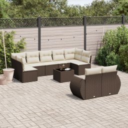 Gossi set canapele de gradina cu perne, 10 piese, maro, poliratan