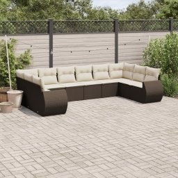 Gossi set canapele de gradina cu perne, 10 piese, maro, poliratan