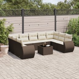Gossi set canapele de gradina cu perne, 10 piese, maro, poliratan