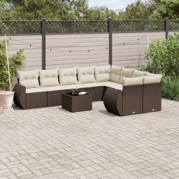 Gossi set canapele de gradina cu perne, 10 piese, maro, poliratan