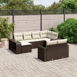 Gossi set canapele de gradina cu perne, 10 piese, maro, poliratan
