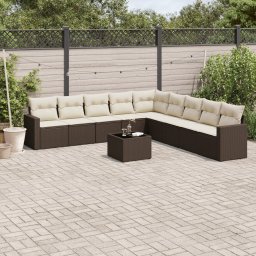 Gossi set canapele de gradina cu perne, 10 piese, maro, poliratan