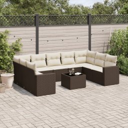 Gossi set canapele de gradina cu perne, 10 piese, maro, poliratan