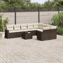 Gossi set canapele de gradina cu perne, 10 piese, maro, poliratan
