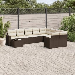 Gossi set canapele de gradina cu perne, 10 piese, maro, poliratan