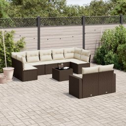 Gossi set canapele de gradina cu perne, 10 piese, maro, poliratan
