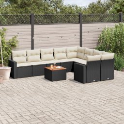 Gossi set canapele de gradina cu perne, 10 piese, negru, poliratan