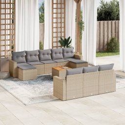 Gossi set canapele de gradina cu perne, 11 piese, bej, poliratan