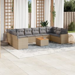 Gossi set canapele de gradina cu perne, 11 piese, bej, poliratan