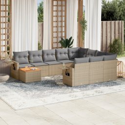 Gossi set canapele de gradina cu perne, 11 piese, bej, poliratan