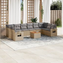 Gossi set canapele de gradina cu perne, 11 piese, bej, poliratan