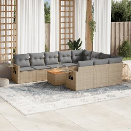 Gossi set canapele de gradina cu perne, 11 piese, bej, poliratan