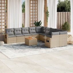 Gossi set canapele de gradina cu perne, 11 piese, bej, poliratan