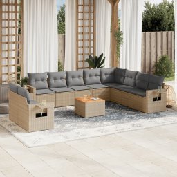 Gossi set canapele de gradina cu perne, 11 piese, bej, poliratan