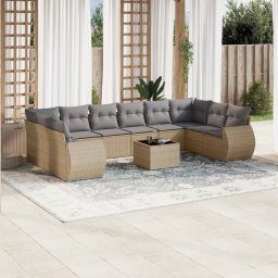 Gossi set canapele de gradina cu perne, 11 piese, bej, poliratan