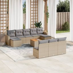 Gossi set canapele de gradina cu perne, 11 piese, bej, poliratan