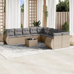 Gossi set canapele de gradina cu perne, 11 piese, bej, poliratan