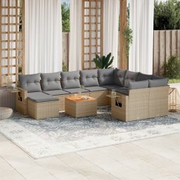 Gossi set canapele de gradina cu perne, 11 piese, bej, poliratan