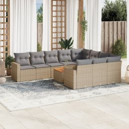 Gossi set canapele de gradina cu perne, 11 piese, bej, poliratan