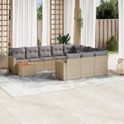 Gossi set canapele de gradina cu perne, 11 piese, bej, poliratan