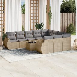 Gossi set canapele de gradina cu perne, 11 piese, bej, poliratan