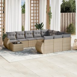 Gossi set canapele de gradina cu perne, 11 piese, bej, poliratan