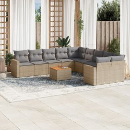 Gossi set canapele de gradina cu perne, 11 piese, bej, poliratan