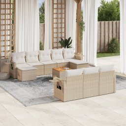 Gossi set canapele de gradina cu perne, 11 piese, bej, poliratan