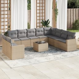 Gossi set canapele de gradina cu perne, 11 piese, bej, poliratan