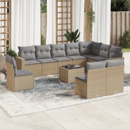Gossi set canapele de gradina cu perne, 11 piese, bej, poliratan